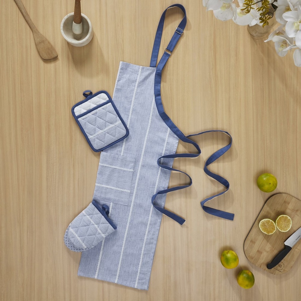 My Texas House Sutton Pick Stitch 3pc Kitchen Set Blue‎ Stripe - Walmart